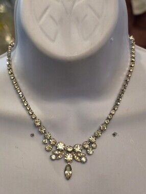 Vintage Eisenberg Ice Rhinestones Necklace.missing AFew Tiny Stones As Pictured.